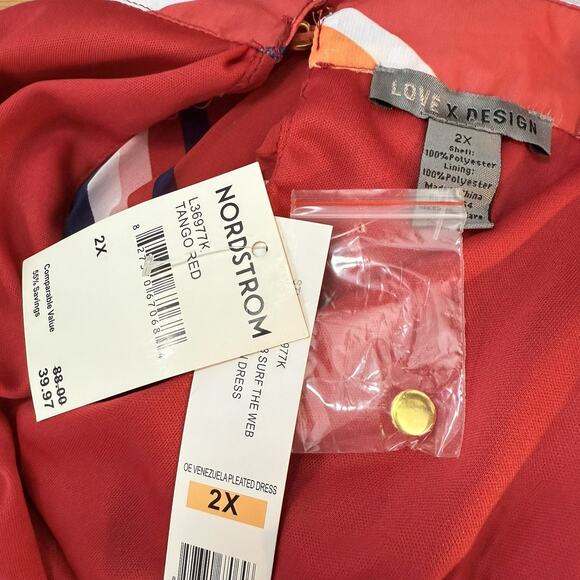 Love X Design New Striped Trapeze Swing Dress Size 2X Halter Accordion Pleated - Picture 11 of 14